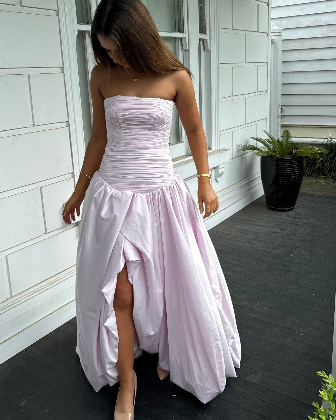 FOR SALE: AJE Bubble Hem Maxi Dress in Pastel Pink