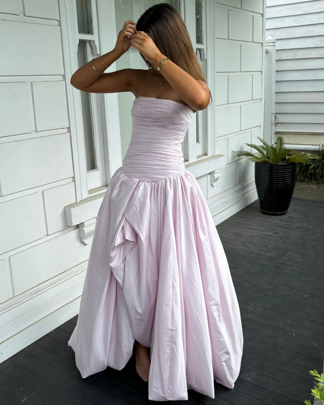FOR SALE: AJE Bubble Hem Maxi Dress in Pastel Pink