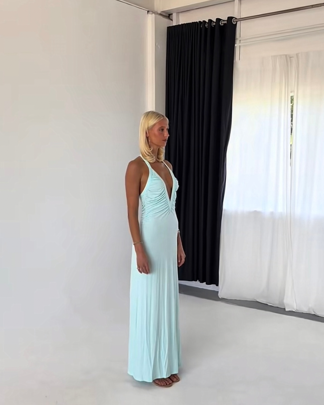 Solamusa Angelina Maxi Dress in Aqua