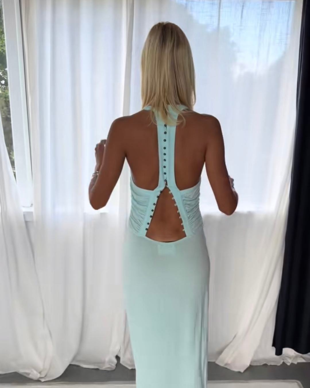 Solamusa Angelina Maxi Dress in Aqua