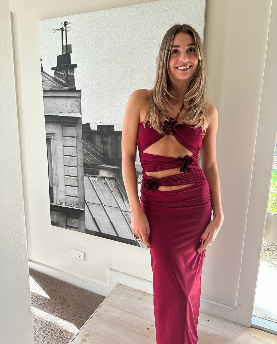Maygel Coronel Veranda Dress in Burgundy