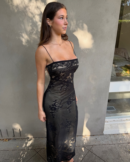 Vintage Noir Lace Dress