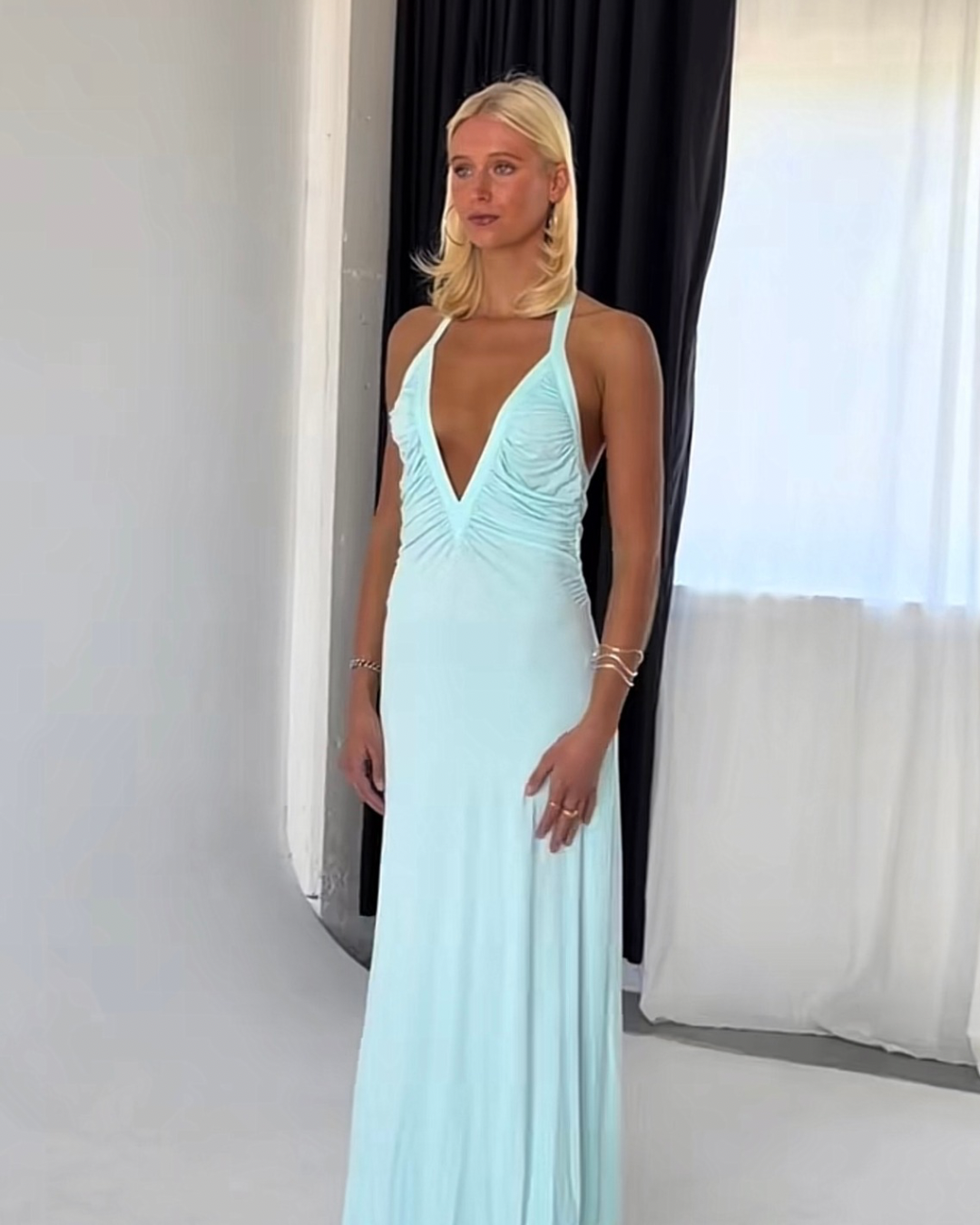 Solamusa Angelina Maxi Dress in Aqua
