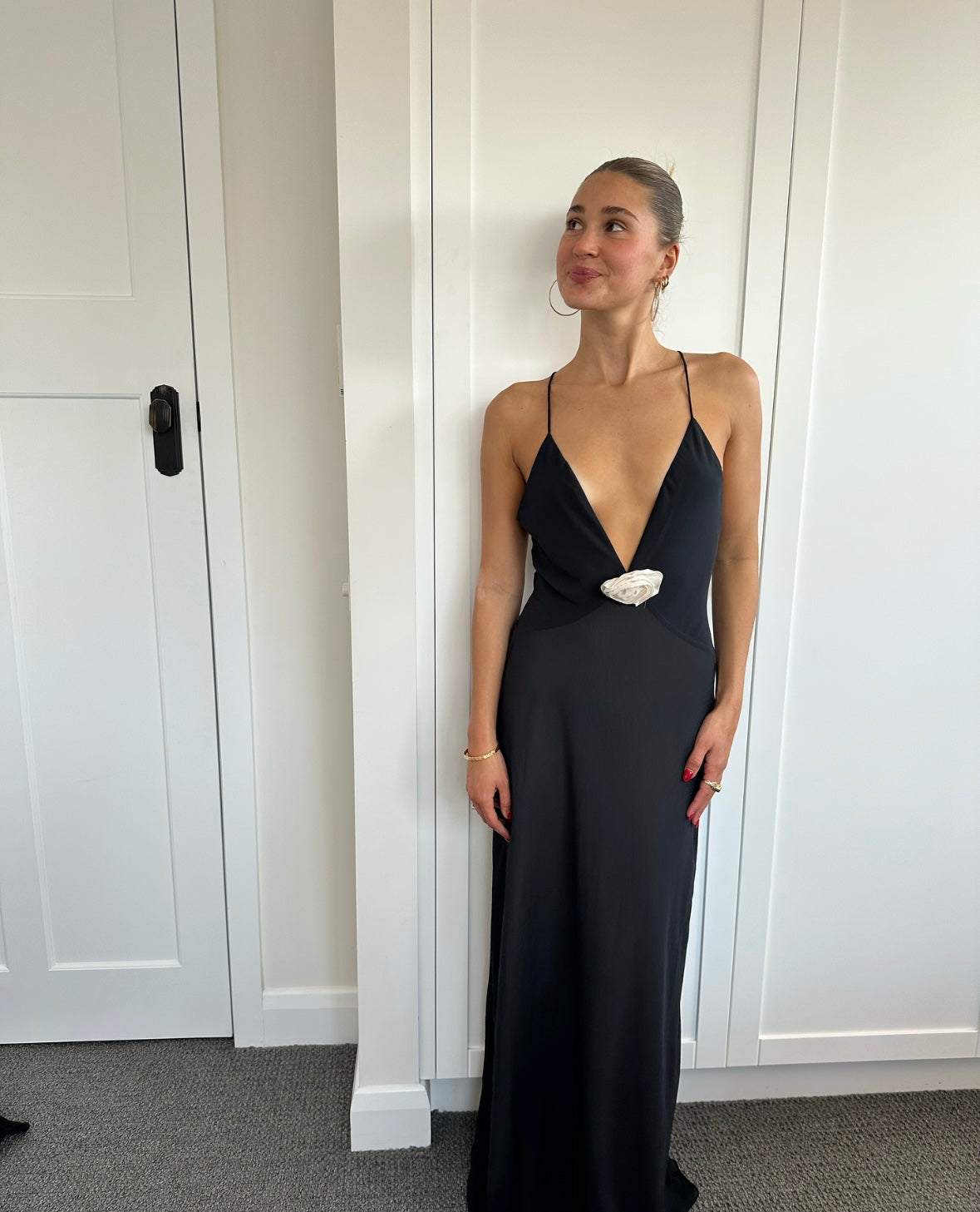 Helsa Deep V Long Slip Dress